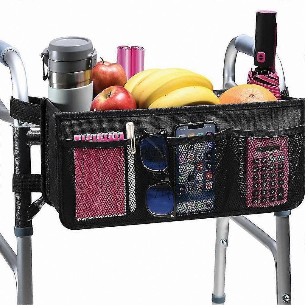 Walker Basket Bag with Cup Holder for Folding Walker, Foldable Storage Bag