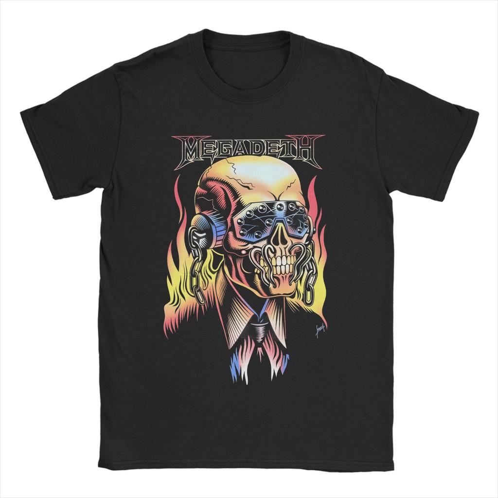 MMegadethed Band T Shirt Mens Cotton Unique TShirt Crew Neck Tees Short Sleeve Tops Big Size