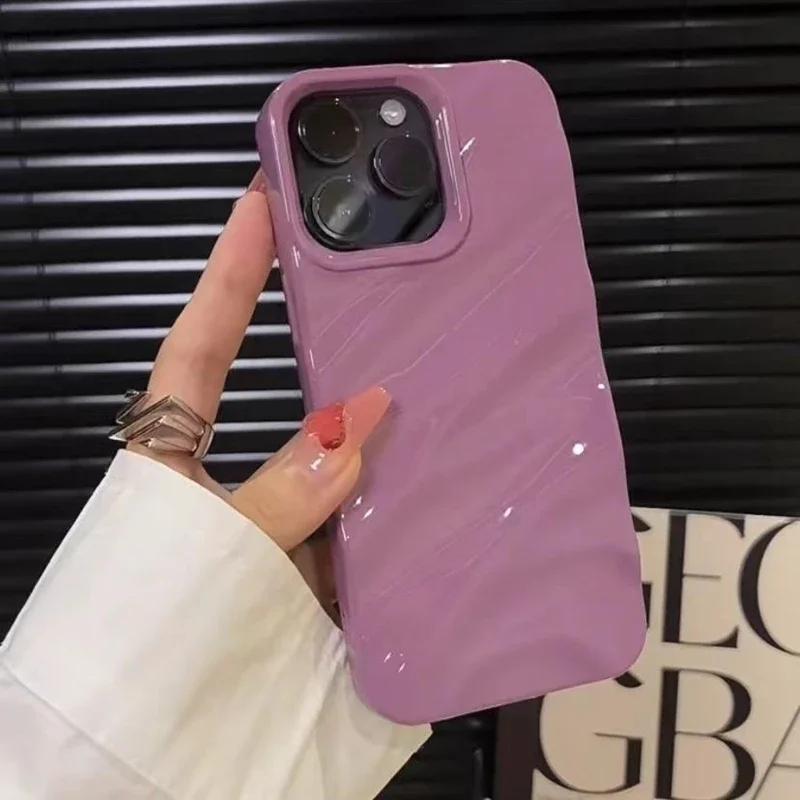 Luxury Soft Water Ripple Pattern Phone Case For iPhone 17 Air 11 12 13 14 15 16 Pro Max 16 Plus Plating 3D Bright Bumper Cover