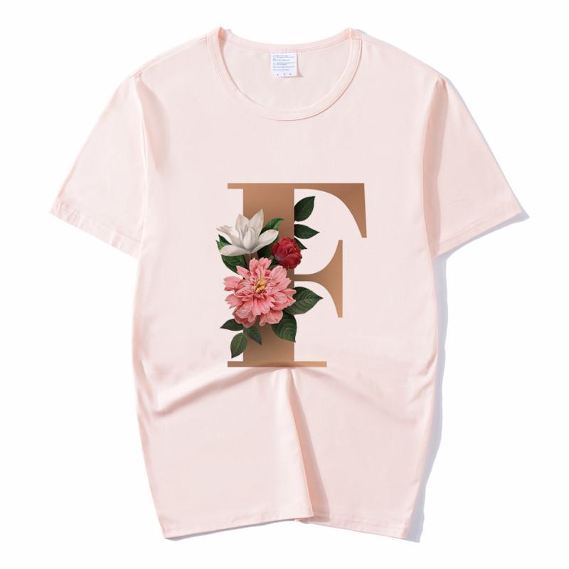 Summer A To Z 26 Alphabet Print Tshirt Cartoon Tees Women Streetwear Funny Casual T