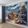 VIKAMA Weihnachtsschlittenfahrt Wandteppich Rentierschlitten Wohnzimmer Akzentwand Kinderzimmer Weihnachts-Themenzimmer Dekoration