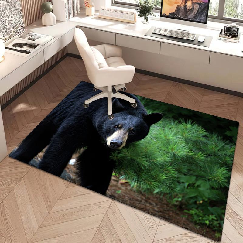 1Pc Black Bear Rug - home decoration Carpet For Living Room Bedroom Flooring Computer Chair Area Rug