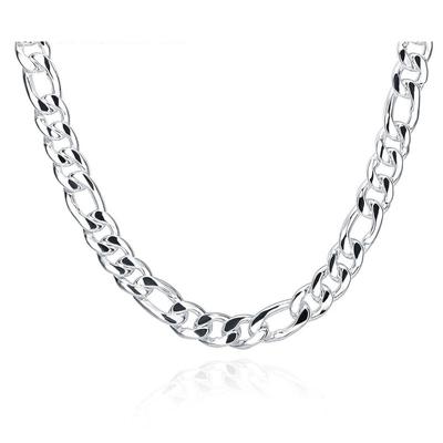Collier chaîne latérale en argent 925 pour hommes, 10mm, bijoux cadeau