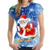 2025 Christmas T-shirt 3D New Year Crew Neck Women's Short Sleeve Top Cute Christmas T-shirt Loose Women's Clothing Y2K Style