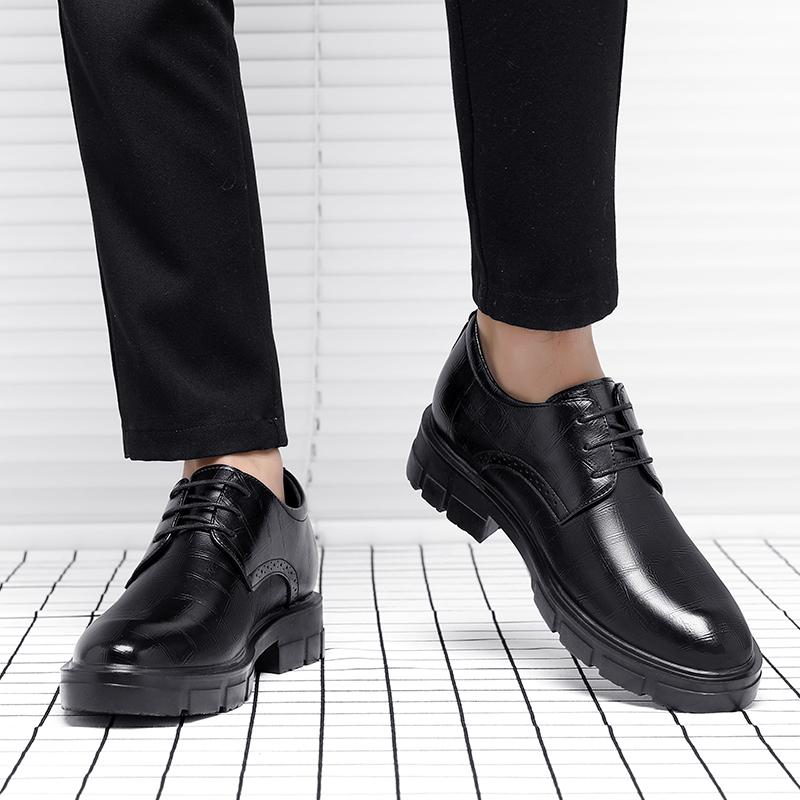 Heighten 8/10CM Man Platform High Heel Shoes Black Dress Man Formal Office Leather Shoes for Men Elegant Business Elevator Shoes