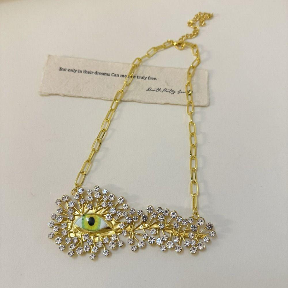 Gorgeous Eye Pendant Necklace Rhinestone Chunky Necklace Show Eye Pendant Brooch  Fashion Show