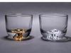 110ml 4oz Clear Small Spirit Soju Shot Glass Cups with Gold Tracing Rim Mountain Half Ball Shape Bottom Kong Fu Master Tea Cup