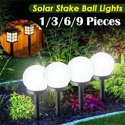 1-9 PZ Lampada a Globo Solare a LED da Giardino Impermeabile per Esterno Lampada da Paesaggio con Picchetto da Terra per Prato Cortile Villa Sentiero Patio Illuminazione Decorativa