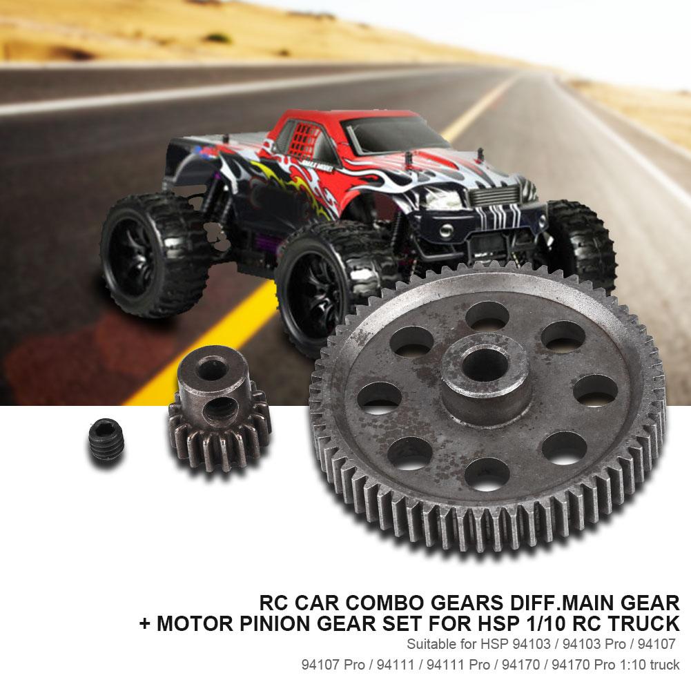 Combo Gears RC Car Diff.Main Gear   Motor Pinion Gear Set for HSP 1 10 RC Truck (64t   17T)
