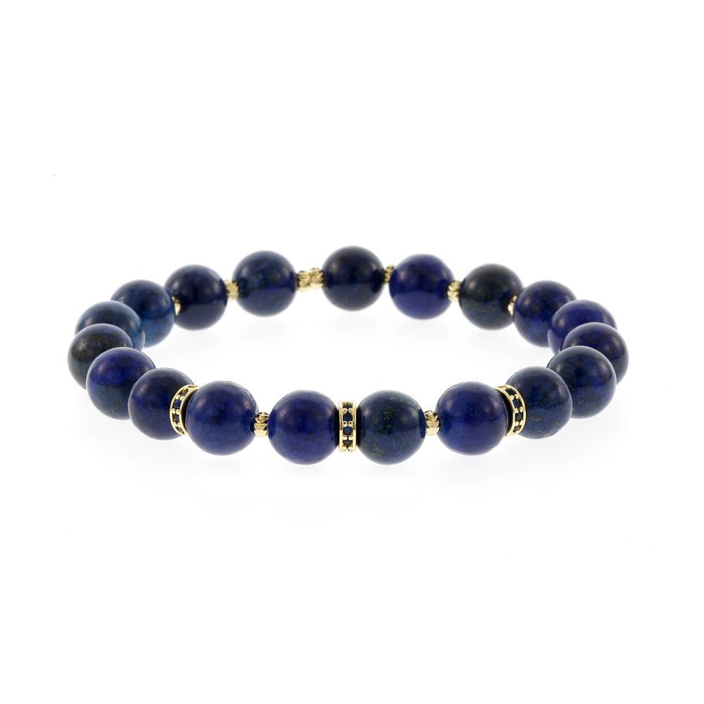Elegant Semi-Precious Stone Beaded Bracelet - Light Luxury, High-End, Versatile Elastic Round Beads for Couples
