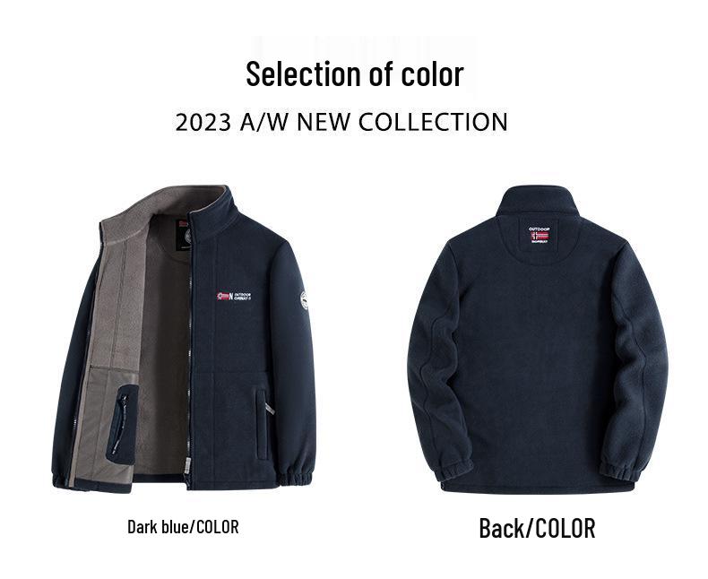 High-Quality Thickened Norwegian Stand Collar Embroidered Fleece Cotton Winter Jacket
