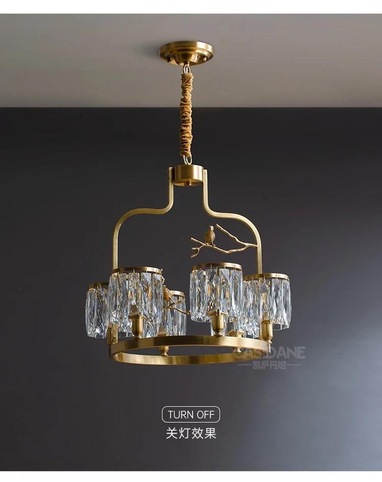 All Copper Classic Luxury Crystal Chandelier Bird Crystal Lamp Living Room Hotel Restaurant Lamp