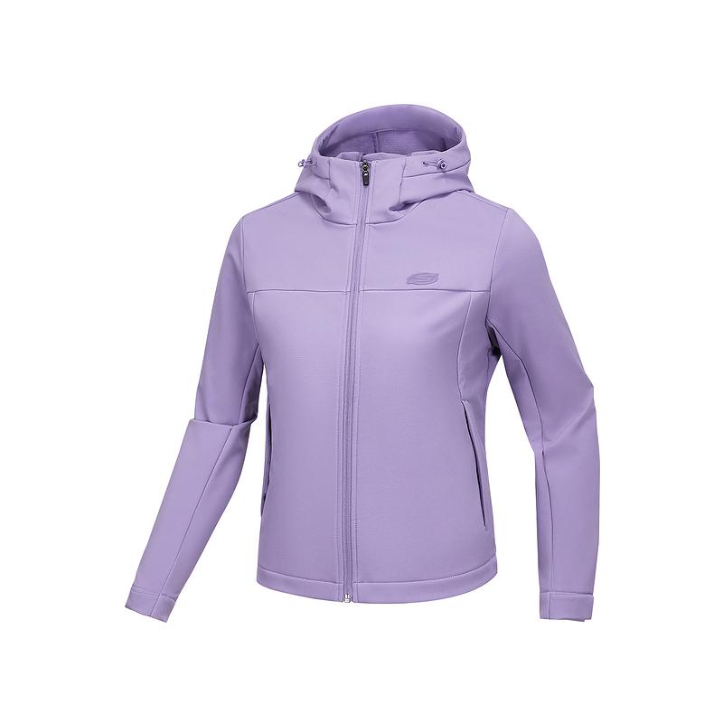 Skechers Basic Sports Series Casual Comfortable Versatile Hooded Jacket Women Jackets Purple-Mist P125W127-0028 S