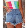 2026 Summer New Women's Fashion Casual Ripped Tassel Denim Shorts