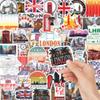 50 Trendy British Style Travel Stickers: UK Architecture, Notebooks, Skateboards, Suitcases, Water Bottles, Graffiti Decor.