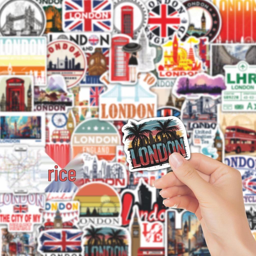 50 Trendy British Style Travel Stickers: UK Architecture, Notebooks, Skateboards, Suitcases, Water Bottles, Graffiti Decor.