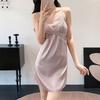 New sexy women's summer nightgown lace simulation silk erotic underwear Internet celebrity explosion suspender pajamas loungewear
