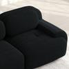 Loveseat Sofa Corduroy, Frameless, Combinable with Curved Armrests and Non-Slip Underside, High-Elastic Padding for Living Room, Bedroom, Black