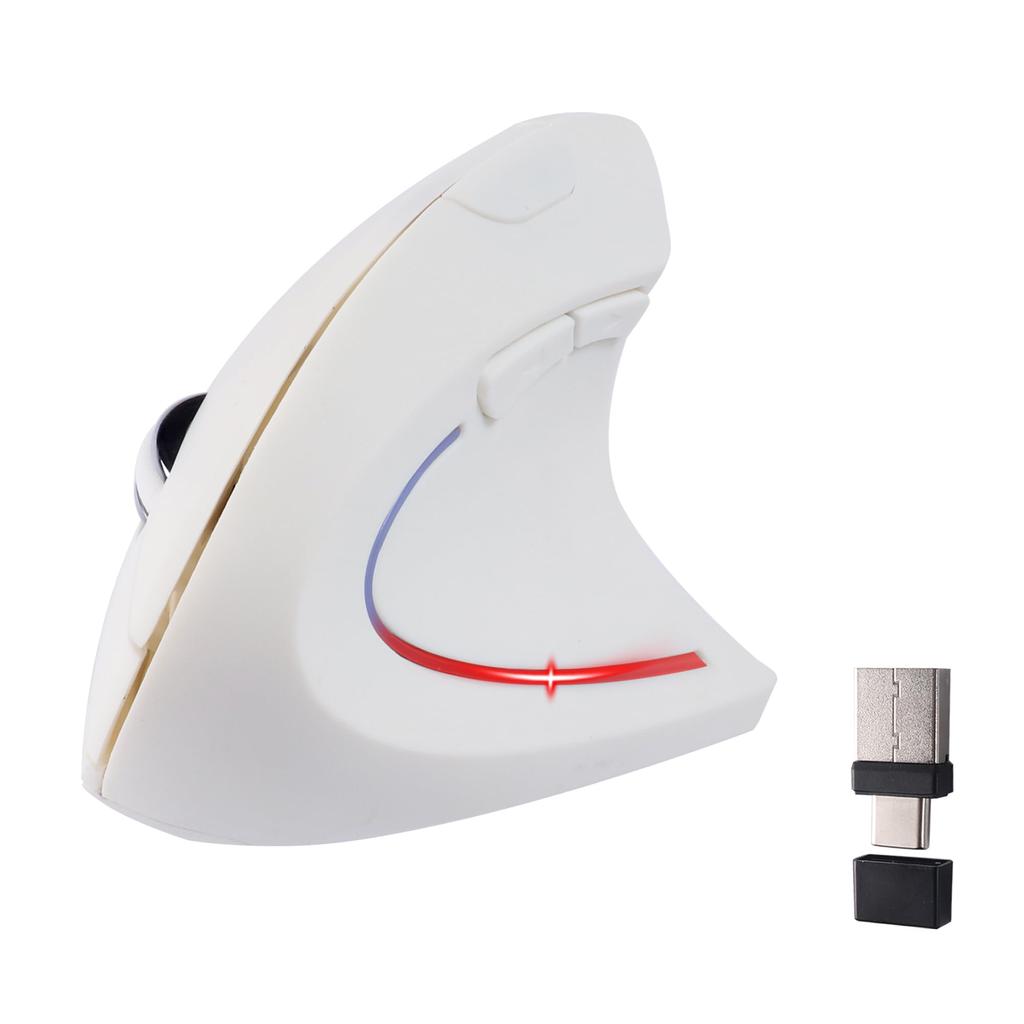 Large, Ergonomic Vertical Mouse, Wireless, Type-C & USB-A Compatible, Vertical, Optical, 6 Buttons, Right-Handed, with LED Light, Suitable for Large