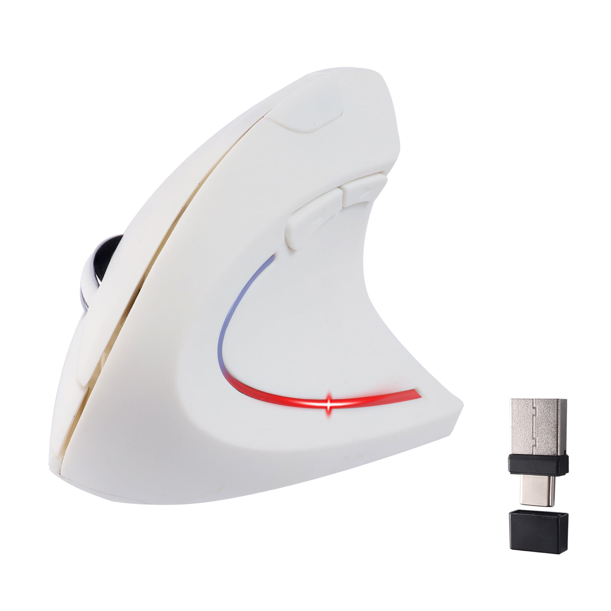

Large, Ergonomic Vertical Mouse, Wireless, Type-C & USB-A Compatible, Vertical, Optical, 6 Buttons, Right-Handed, with LED Light, Suitable for Large