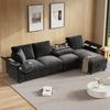 Chenille fabric sofa, L-shaped corner and two armrests with storage space. Fold-out coffee table with two drink holders, 1 USB, 1 Type-C. gray