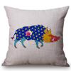 Elephant Giraffe Ostrich Style Cushion Cover Color Painting Wild Boar Animal Sofa Decoration Throw Pillow Case Cojines