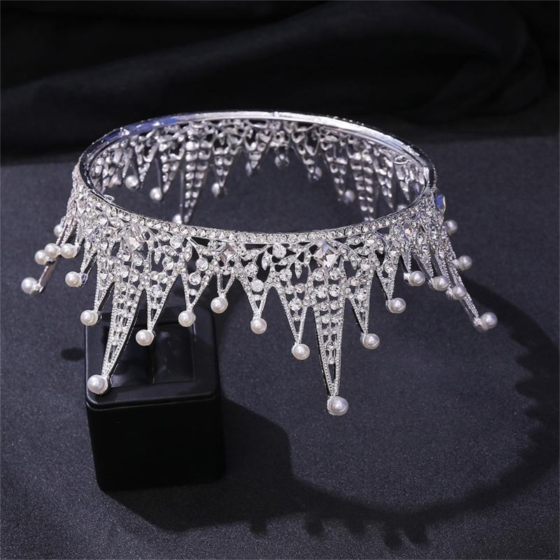 Adjustable Hair Accessory with Sparkling Stones Elegant Queen Crown Decoration Unique Wedding Hairband for Bride