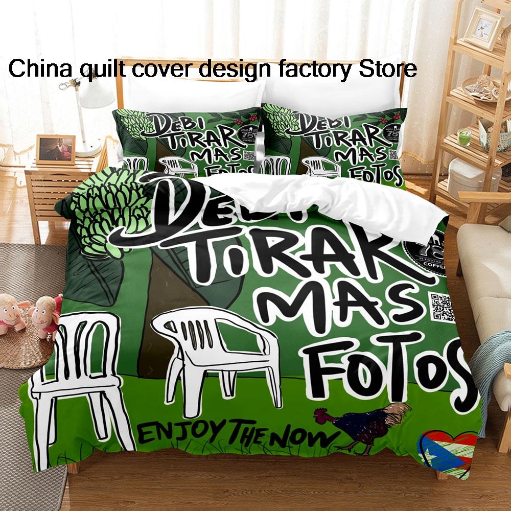 Hot Bad Buny Debi Tirar Mas Fotos Beding Set Single Twin Ful Quen King-Sized Dimensionsd Dimensions Bed Linen Set Adult People Kid Bedrom Duvetcover