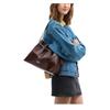 Coach EVELYN 34 Gold Buckle Cow Leather Garbage Bag Shoulder Bag Large Size Women's Maple Leaf Color