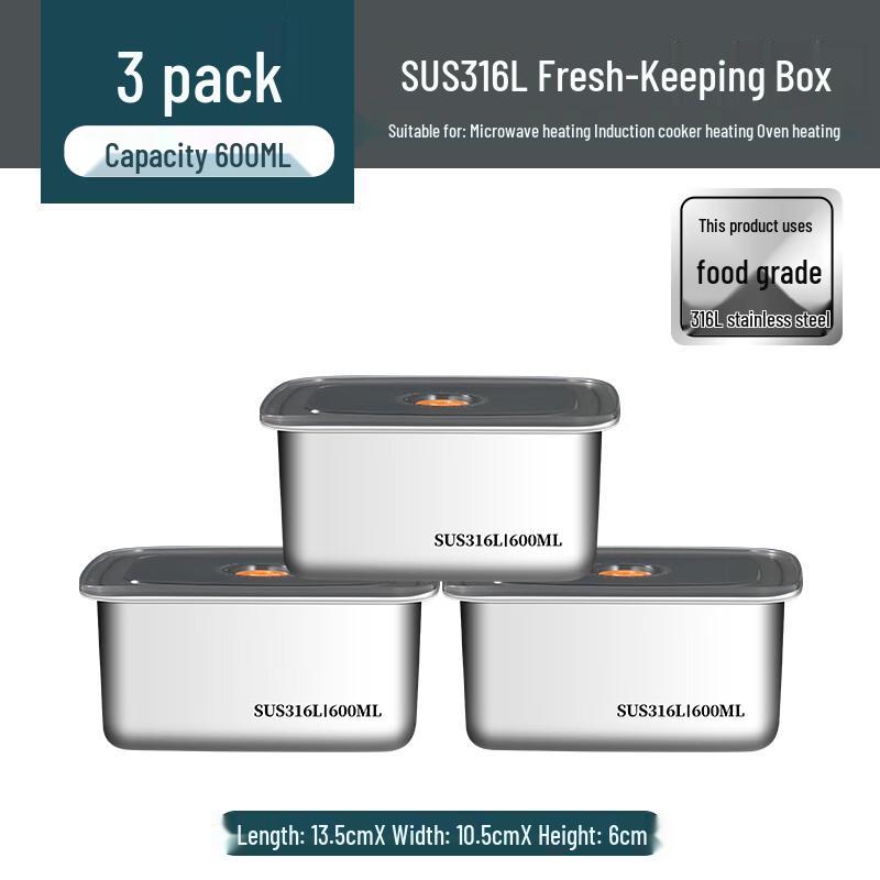 316 Stainless Steel Square Food Storage Container