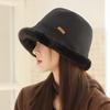 Winter hat women's velvet warm bucket hat retro versatile bucket hat showing washbasin hat