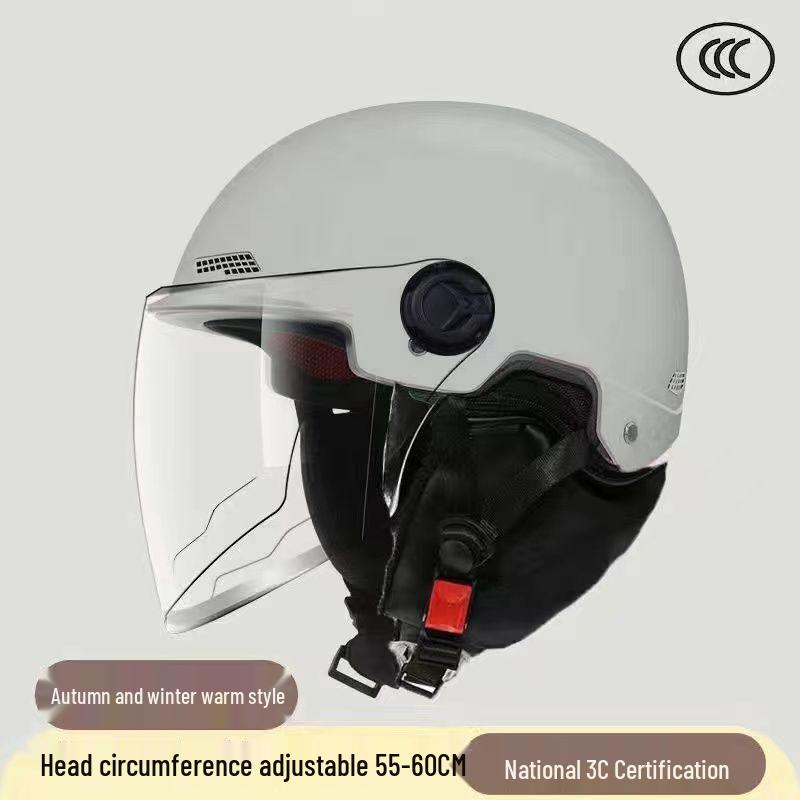 "3C Certified Warm Electric Motorcycle Helmet for Men & Women - Cold Protection for Autumn & Winter"