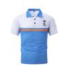 Colour Block Printed Short Sleeve Top Men's Daily Casual Lapel Polo Shirt