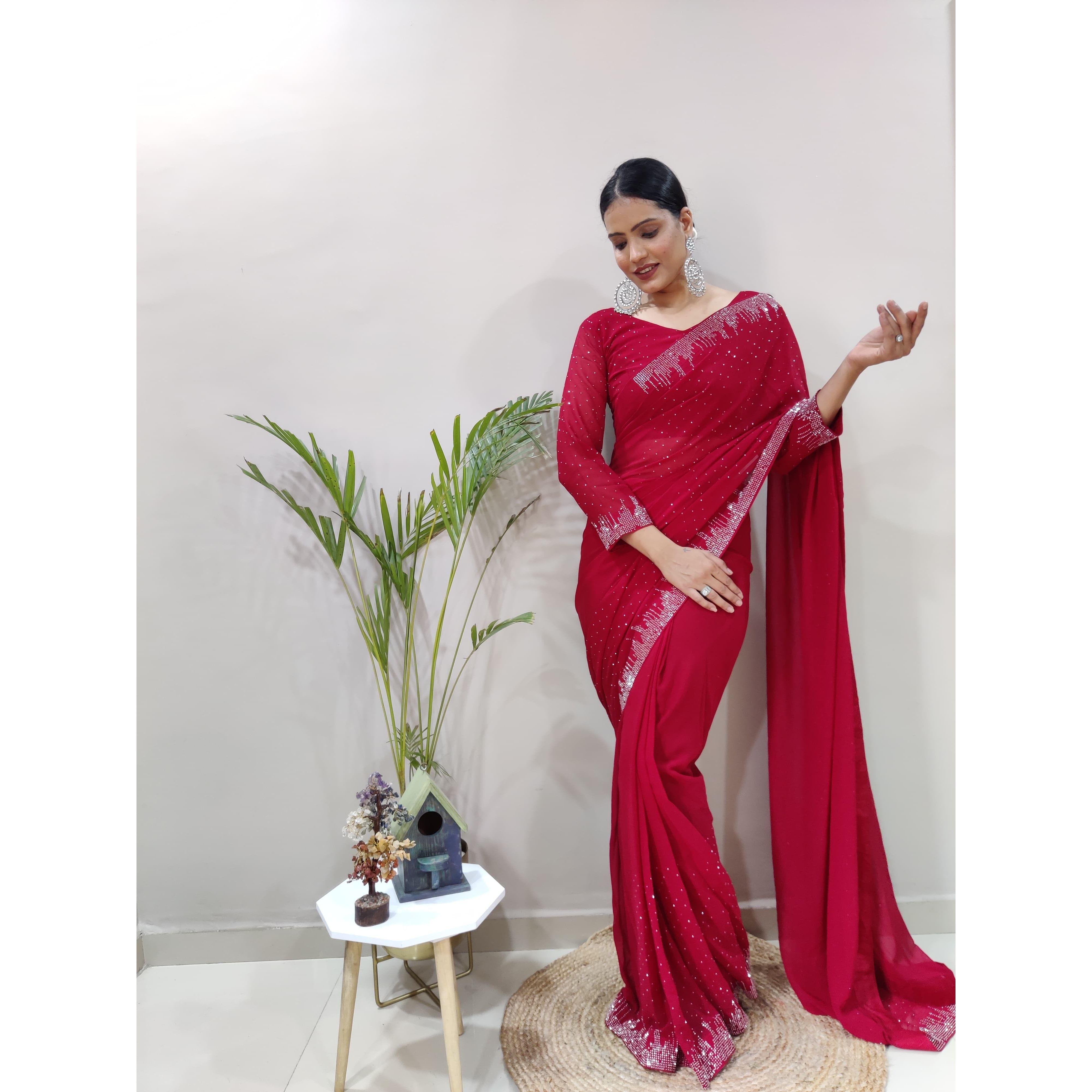 

стильная коктейльная и праздничная одежда сари для женщин, блузка (Необходимо сшить по размеру и посадке) готовая к ношению подборка