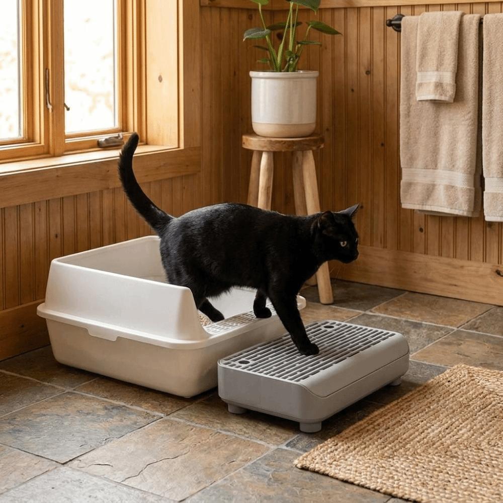 Non Slip Cat Step Filter Pedal Double Layer Cat Litter Ramp Cat Litter Box Step  Easy Cleaning