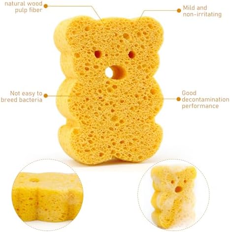 5 Pack Baby Bath Sponges, Cartoon Animal Natural Loofah Sponges, Soft Wash Sponges for Newborns Infants Toddlers Bath Time