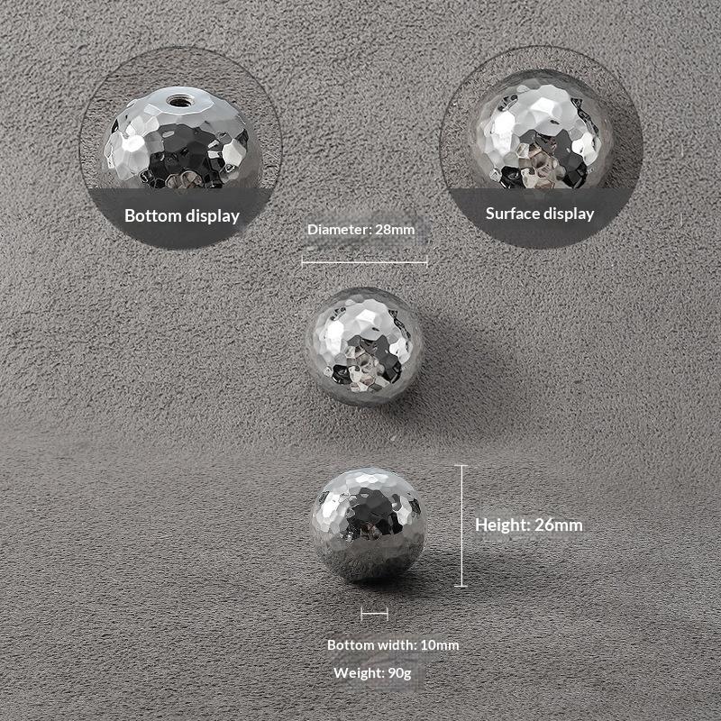 Brass Silver Ball Furniture Pull Handles Hand-Forged Hammer Cabinet Handles Door Drawer Knob Kitchen Wardrobe Cupboard Pulls