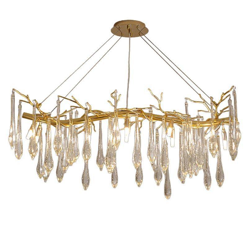 Postmodern Light Luxury Glass Branch Chandelier for Living Room, Bedroom, or Restaurant