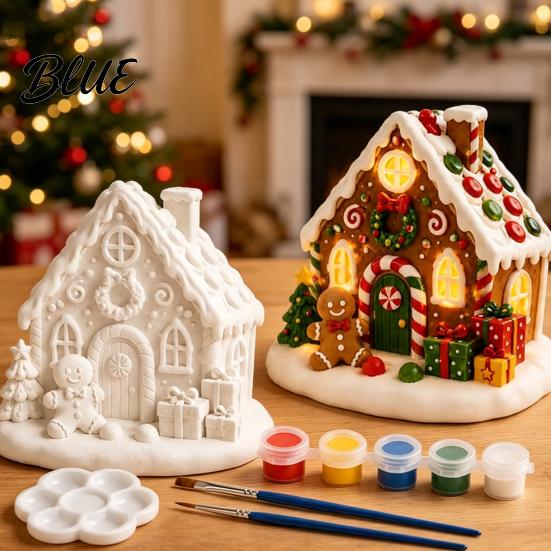 DIY Gypsum Ornaments for Kids Christmas Plaster Painting Kit Cute Xmas Tree House Santa Snowman Holiday Craft Activities Families Figurine