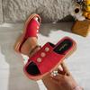 Fashion 2025 Fashion Ladies Shoes Peep Toe Women's Slippers Fashion Metal Decoration Daily Slippers Women Summer Plus Size Flat Slippers