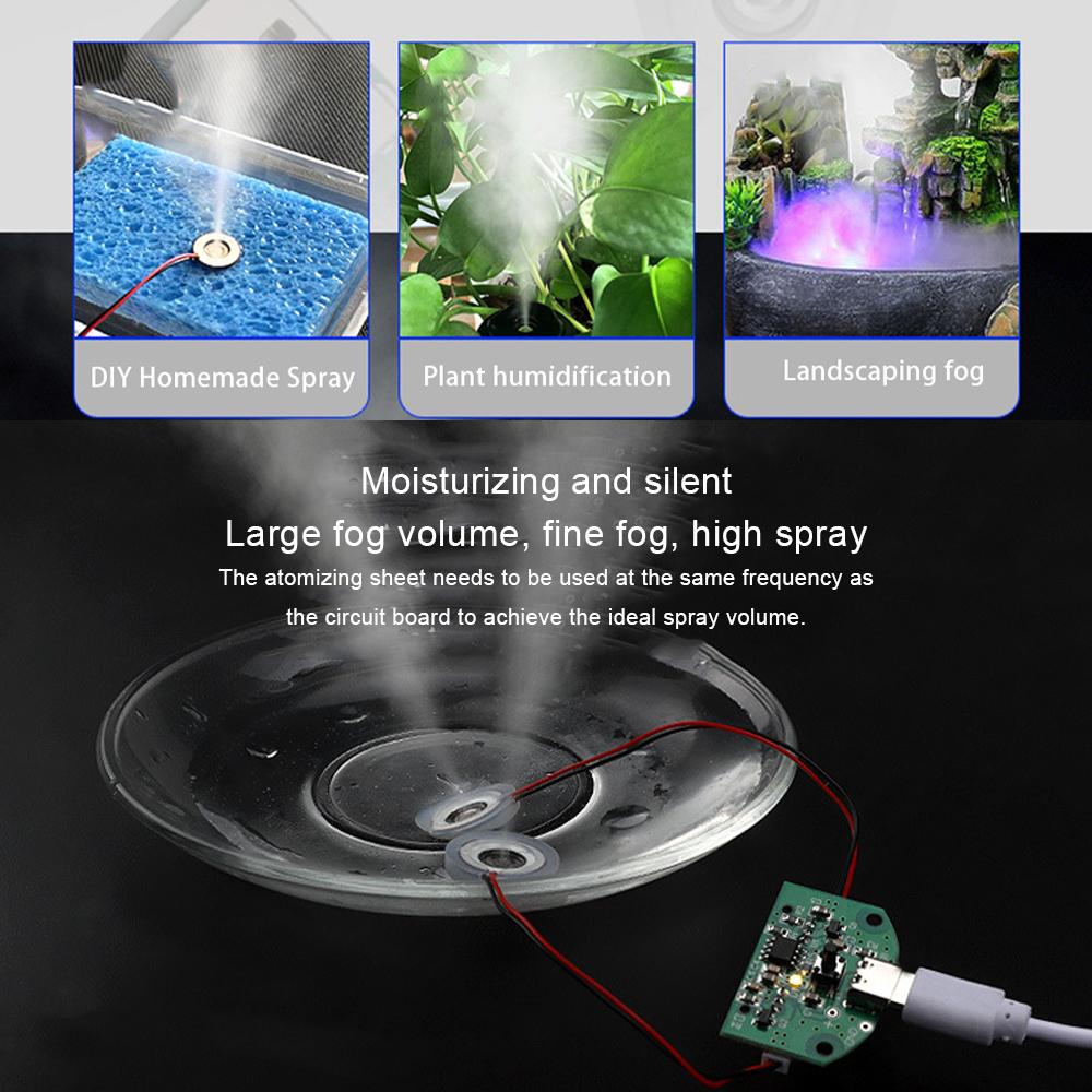 Type-C USB 5V 20mm 1.5-3W Ultrasonic Atomizing Humidifier Module DIY Moisturizing Transducer Mist Maker Atomize Rubber Gasket Ki