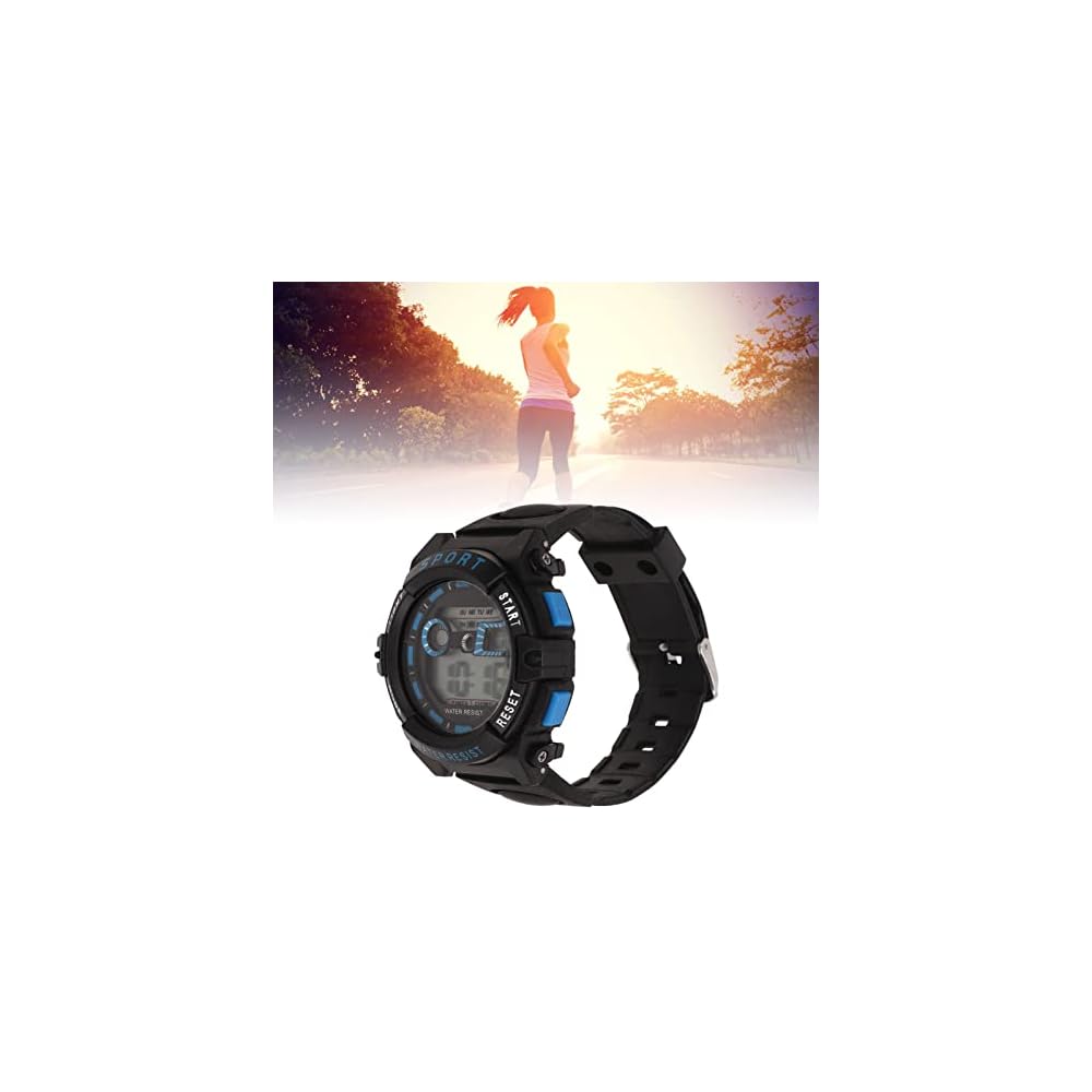 Men's Multi-Function Digital Sports Watch WR50M Waterproof with Alarm for Swimming and Running Black and Blue