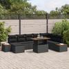 VidaXL 9-Piece Garden Dining Set with Cushions Black Poly Rattan Acacia 3350095