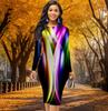 Long Sleeve Waist Tight Office Slim Fit Dopamine Light Printing Elegant Bodycon Dress