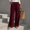 Women Corduroy Wide Leg Pants Elastic Drawstring High Waist Casual Trousers with Pockets Loose Long Pants