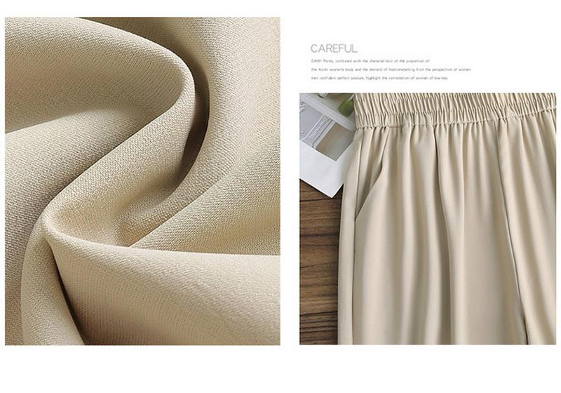 Elastic Waist Wide-Leg Pants for Middle-Aged Women, 9-Point Length, Spring & Autumn
