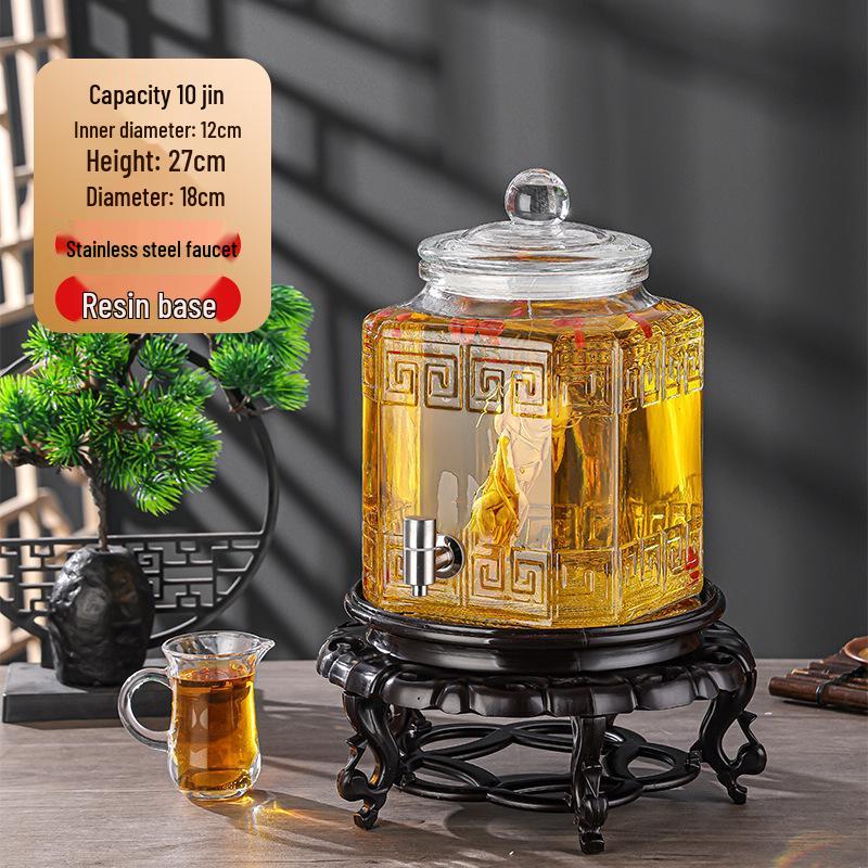 Luxury Sealed Wine & Baijiu Soaking Jar with Faucet for Household Use