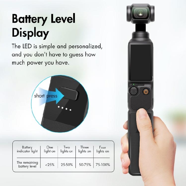 2800mAh Quick Charging Battery Handle with Type C Interfaces Battery Grip Replacement for Pocket 3