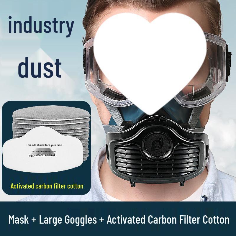 Full Face Dustproof Protective Mask for Industrial Use with Breathing Filter and Cotton Decoration
