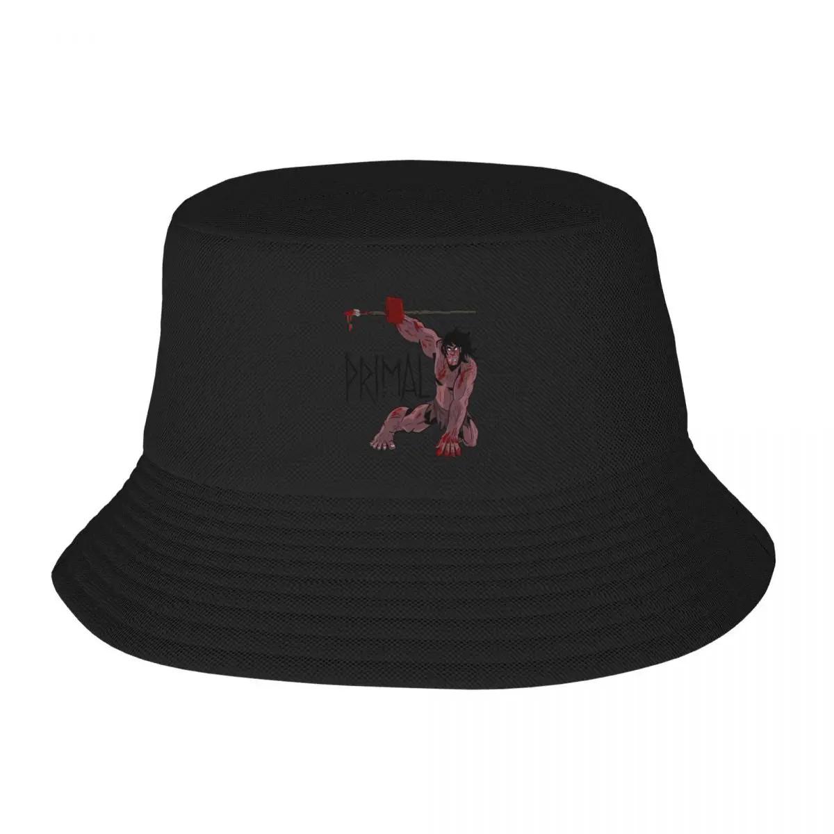 New Genndy Tartakovsky Primal TV Show Bucket Hat Fishing Hat Cosplay Streetwear Cap Women Unisexs